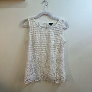 Talbots White Lace Sleeveless Blouse